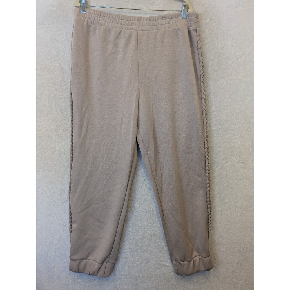 Elie Tahari Braided Scuba Jogger Pant Weathered‎ Stone Beige XL EH511176 NEW